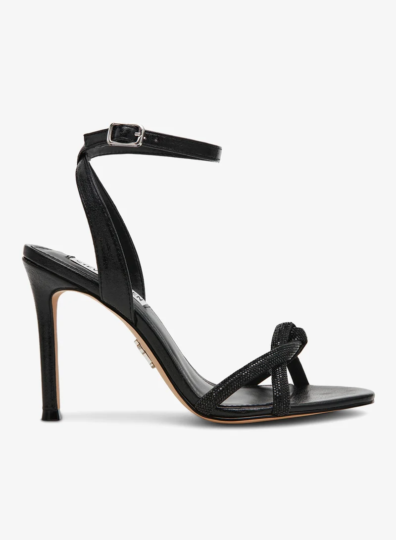 STEVE MADDEN Soft Metallic PU  Metal Buckle Heels